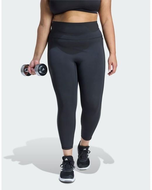 Adidas Originals Blue Optime Workout 3-Stripes 7/8 Leggings (Plus Size)