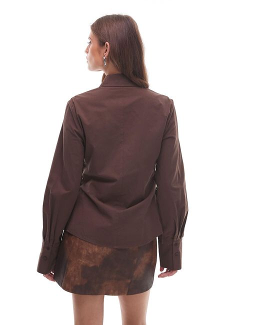 Nia Brown Alara Tie Detail Shirt