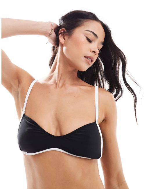 Miss Selfridge Black Contrast Bikini Top