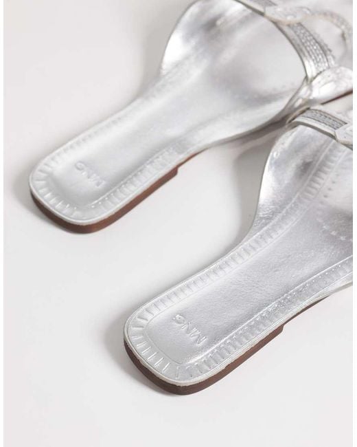 Mango White 100% Leather Flip Flop Sandal
