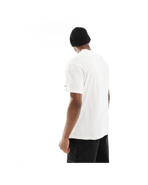 Luxe - t-shirt skate comoda con logo stile college bianca di Tommy Hilfiger in Black da Uomo