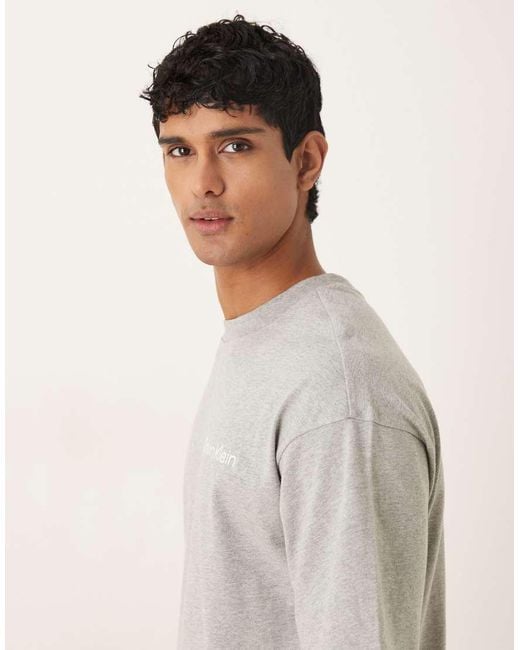 Calvin Klein Gray Cotton Loungewear T-shirt for men