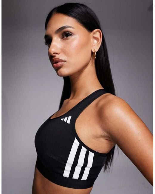 Adidas Originals Black Adidas Training Optime Essentials Mid Support Sports Bra