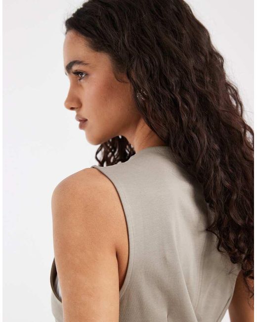 & Other Stories White Sleevless Jersey Maxi Dress With Back Split