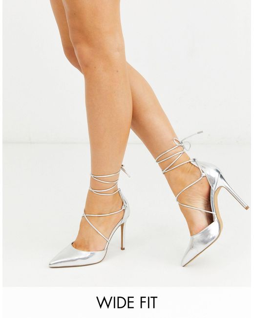 ASOS Metallic – Whisper – High-Heels mit Stiletto-Absatz und Beinschnürung