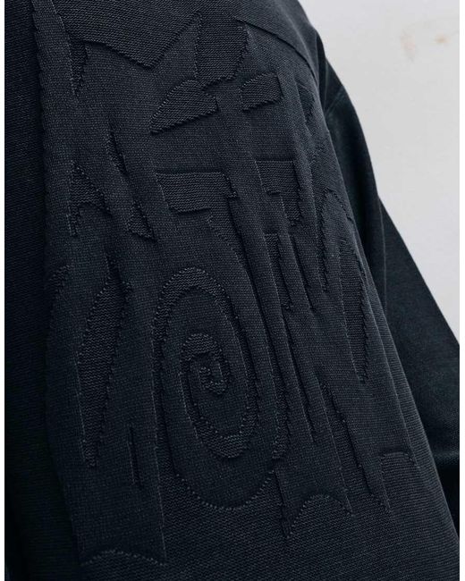 Weekday Blue Oversized Jumper With Keep Going 3d Jacquard Graphic for men