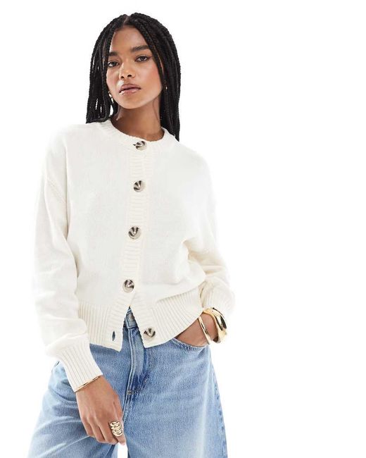 Pimkie White Fine Knit Button Through Cardigan