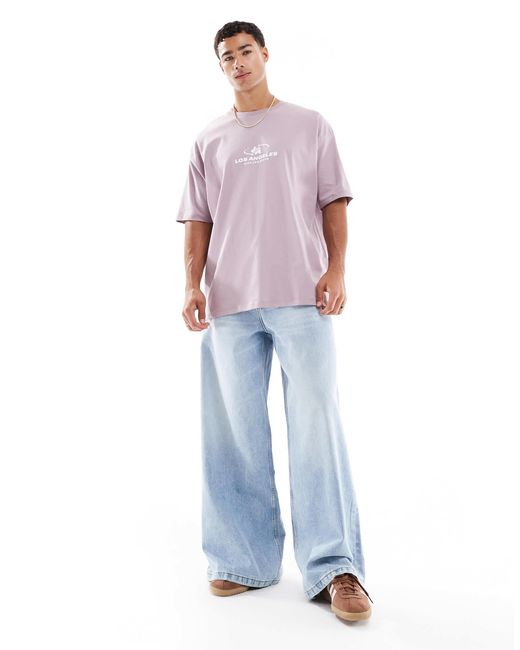 ASOS Purple Oversized T-shirt With City Graphic for men