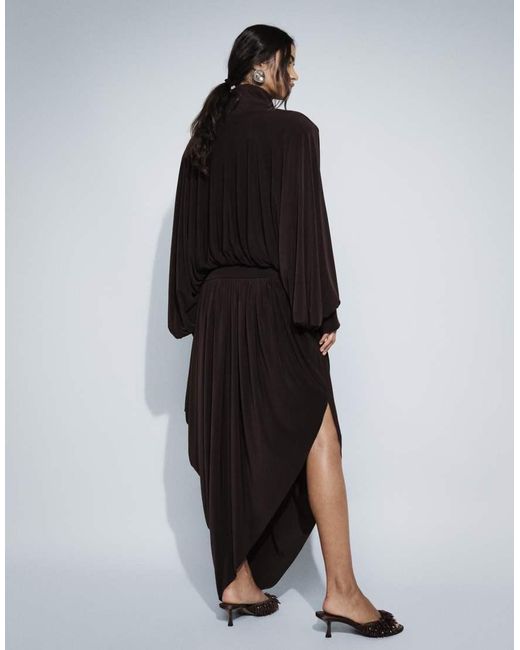 ASOS Black Volume Drape Maxi Skirt Set