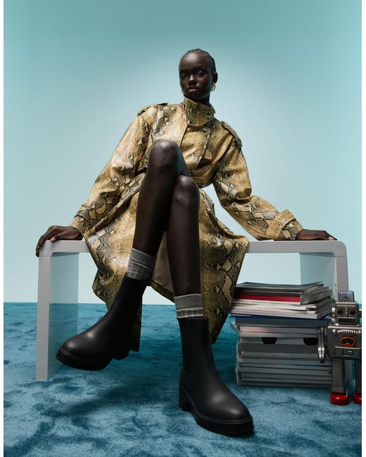 Bimba Y Lola Green Low Heel Wellington Ankle Boots