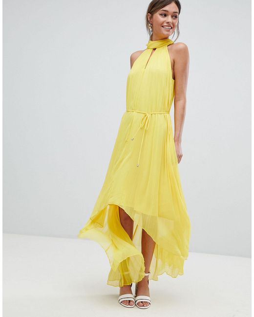 Ted Baker Yellow Pleated Collar Maxi Dress