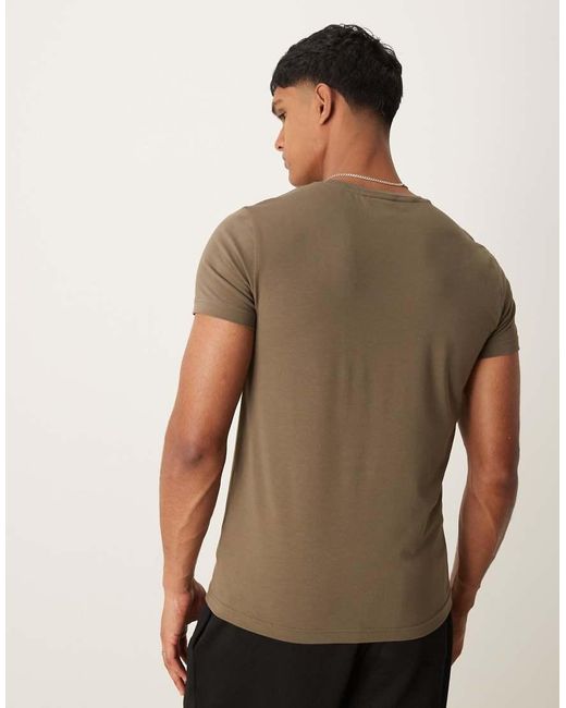 Camiseta Verde Oliva Elástica De Corte Slim De Calvin Klein de hombre de color Brown