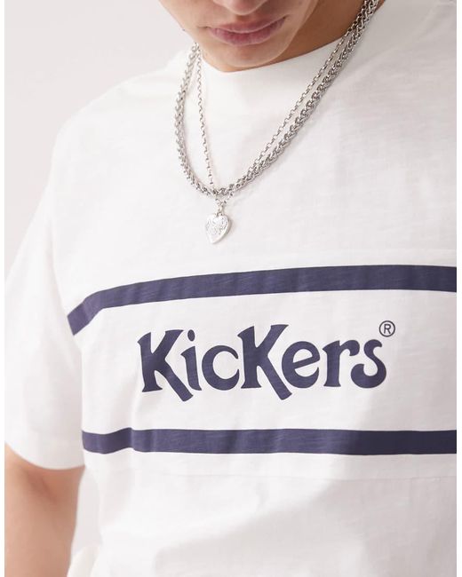 Kickers White Oversized T-shirt With Navy Graphic for men