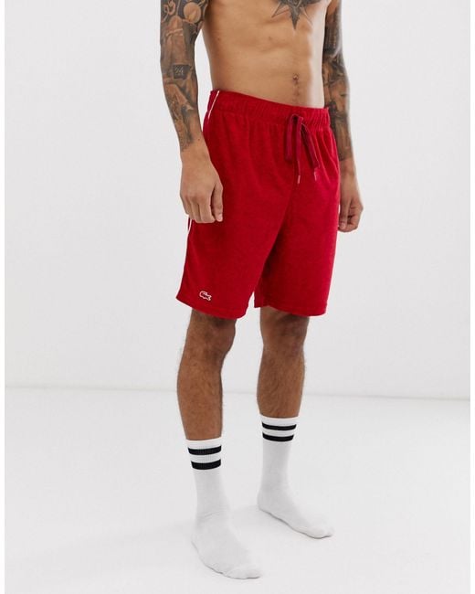 Lacoste – e Lounge-Shorts aus Frottee in Red für Herren