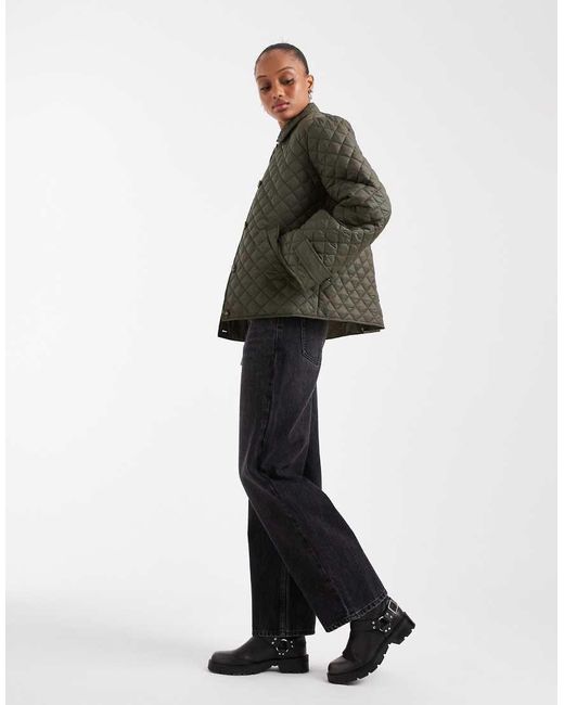 Giacca Trapuntata Kaki Scuro Con Bottoni di Vero Moda in Brown