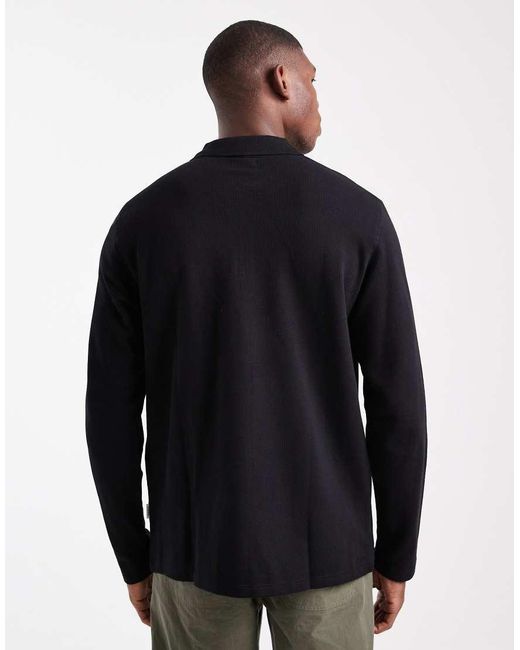 JJ Rebel Blue Long Sleeve Textured Polo for men