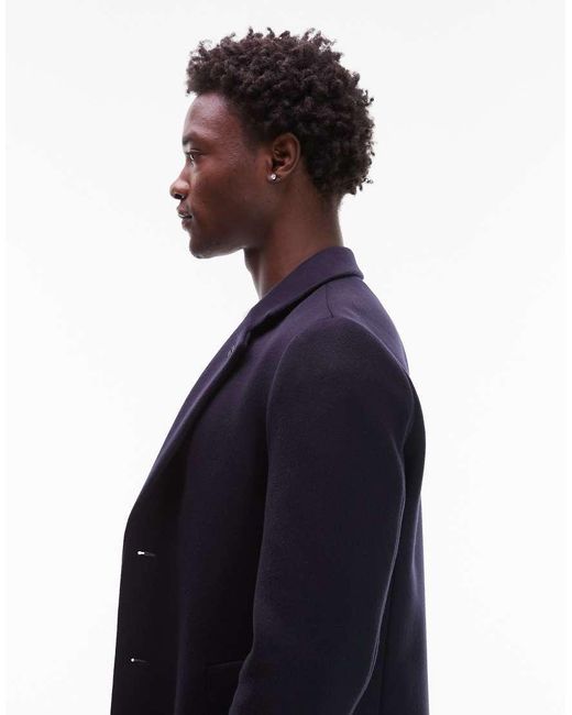 Tommy Hilfiger Blue Mid Length Wool Peacoat for men