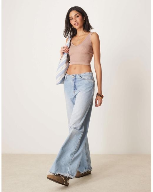 Free People Blue Solid Ribbed Brami Cami Top
