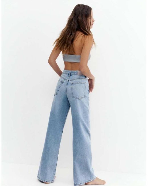 Pull&Bear Blue Wide-Leg Jeans