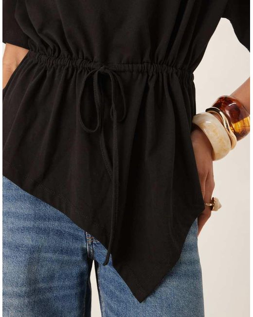 ASOS Black Tie Waist Drape T-Shirt
