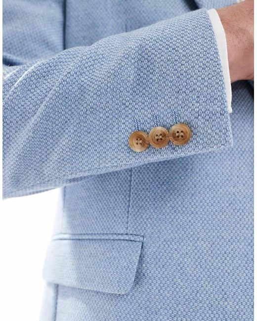 ASOS Blue Wool Blend Slim Suit Jacket for men