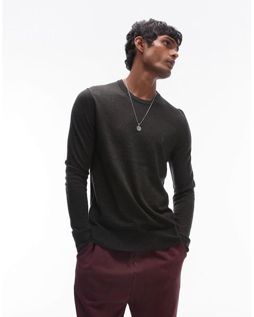AllSaints – mode – strickpullover aus merinowolle in Black für Herren