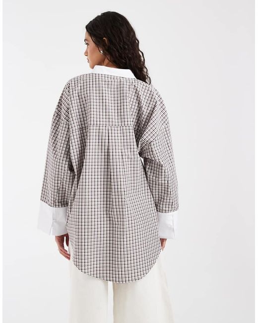 ASOS Gray Oversized Contrast Cuff Shirt