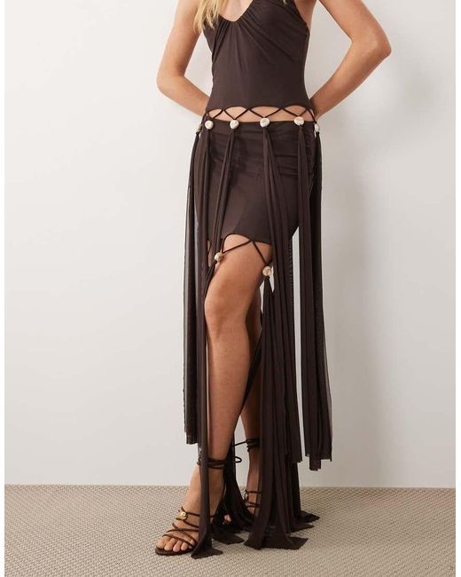 ASOS White Beaded Fringe Mini Skirt