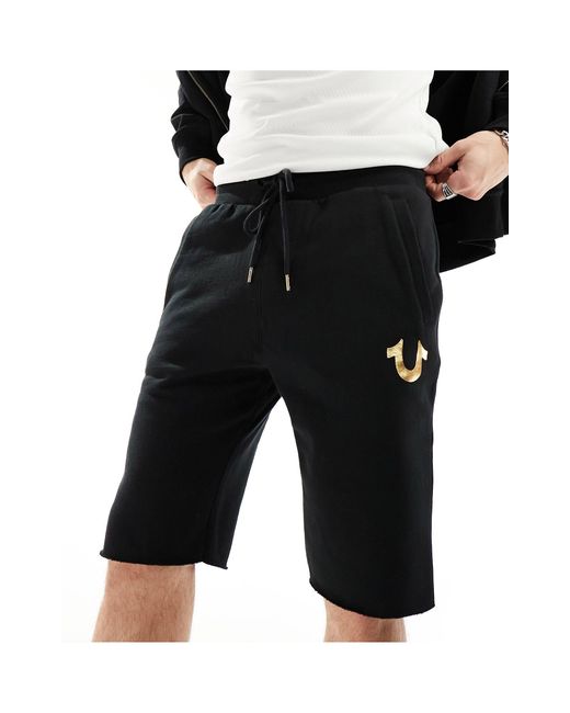 True Religion Black Jersey Shorts for men