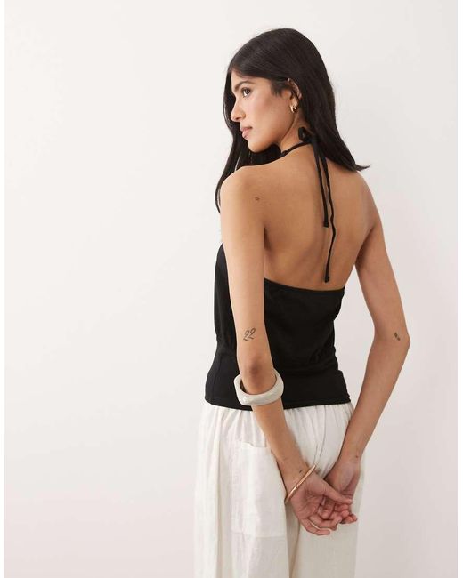 ASOS Black Cinch Waist Halter Top