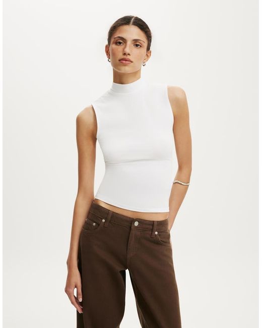 Cotton On White Mock Neck Tank