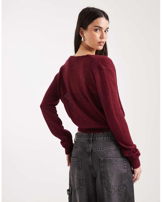 Motel Red Saroya Plunge Wrap Knitted Top