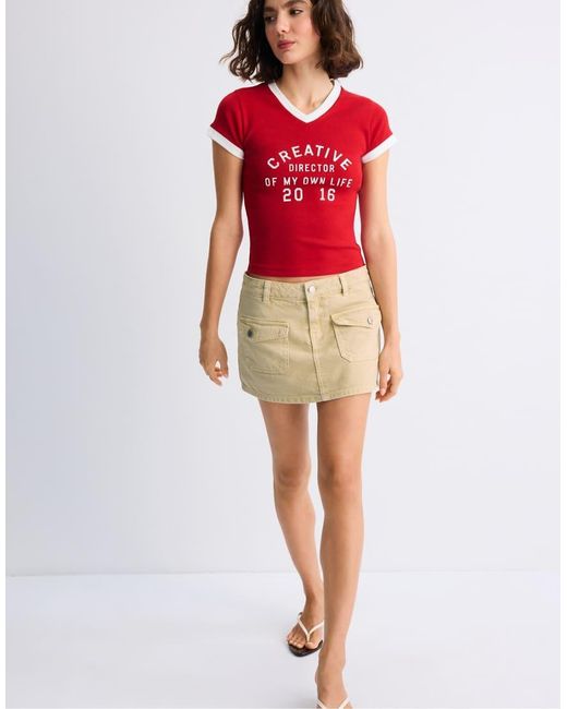 Skort Cargo di Stradivarius in Red