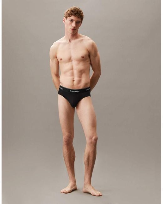 Calvin Klein Brown Icon Cotton Stretch 3 Pack Hip Briefs for men