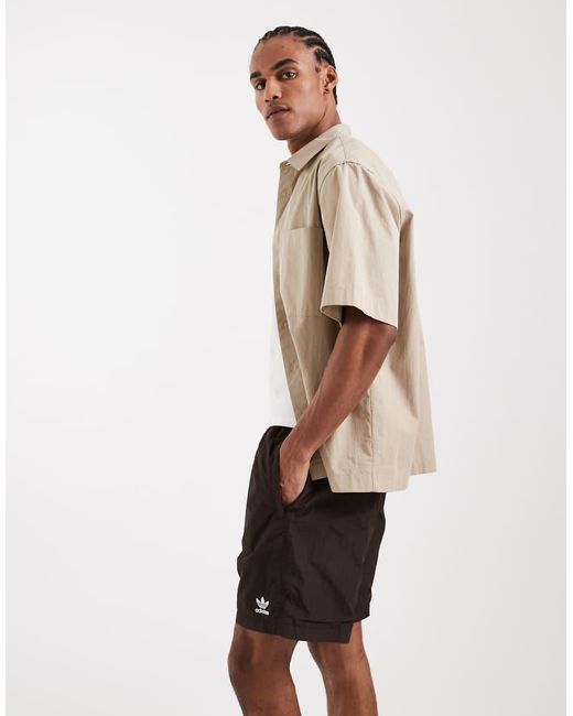 Adidas Originals Natural Trefoil Essentials Woven Shorts for men