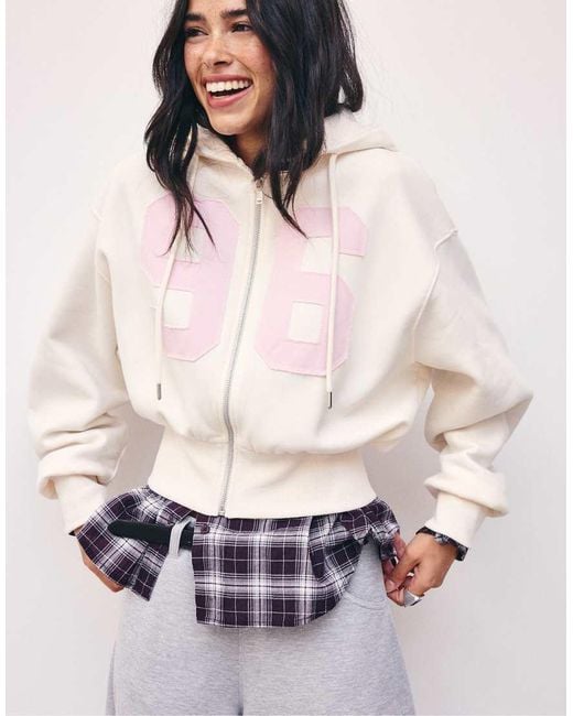 Stradivarius White Regular Printed Sweatshirt