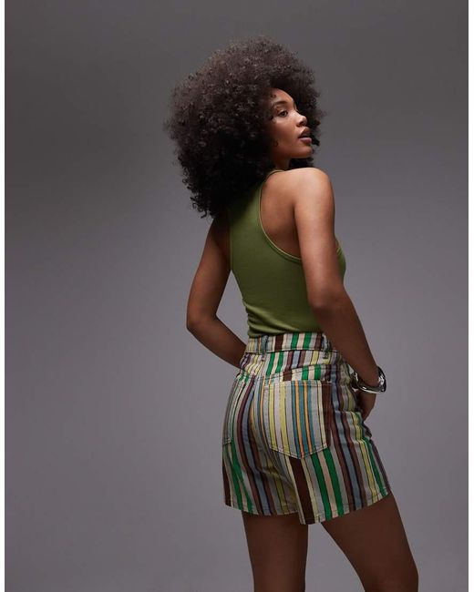 Pantalones Cortos Vaqueros A Rayas Editor De TOPSHOP de color Gray