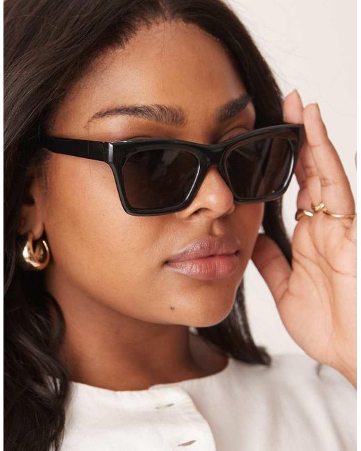 Occhiali Da Sole Cat-Eye Smussati Lucido di ASOS in Black