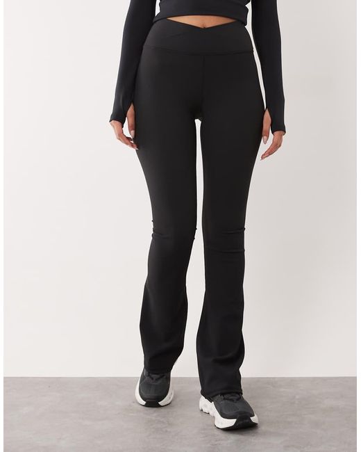 4505 Black Hourglass Micro Rib Wrap Waist Slim Kick Yoga Legging