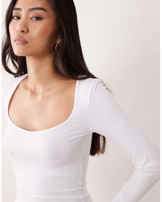 Cotton On White Eden V Neck Long Sleeve Top
