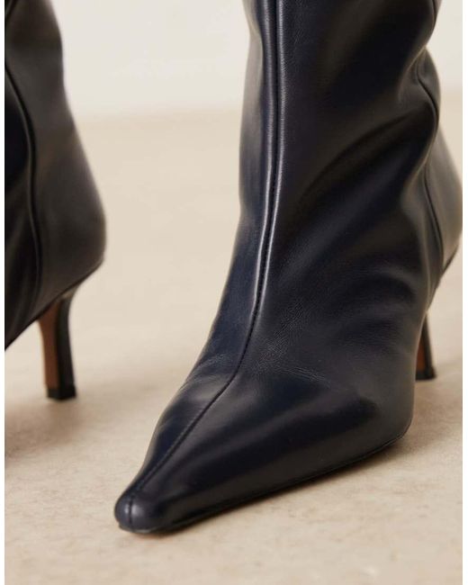 ASOS Black Cleoni Premium Leather Pull On Knee Boots