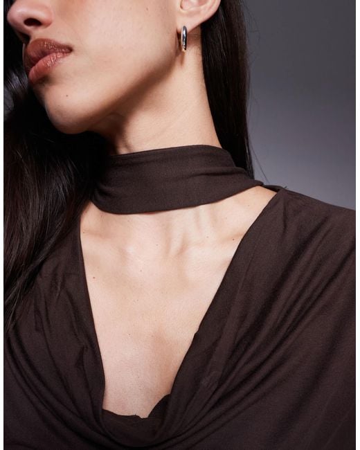 ASOS Gray Cowl Neck Batwing Top With Scarf Detail