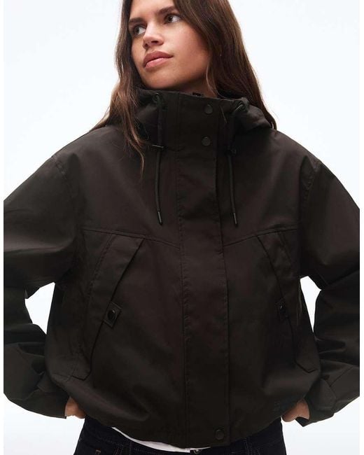 Bershka Black Technical Jacket With Water-resistant & Winter-resistant Hood