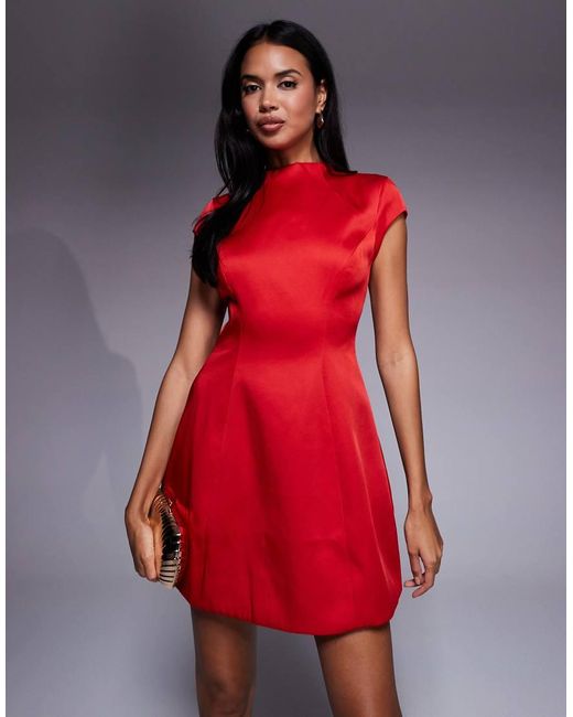Bardot Red Delphi Satin Mini Dress