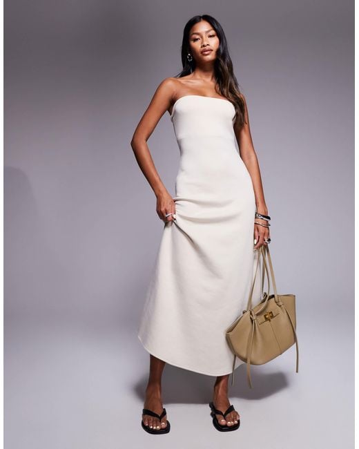 River Island Natural Bandeau Maxi Dress