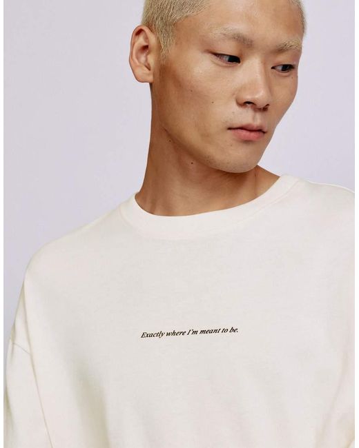 Pull&Bear Gray Relaxed Fit Slogan T-Shirt for men