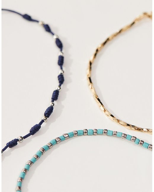 ASOS Multicolor 3 Pack Skinny Cord And Chain Bracelet Set for men