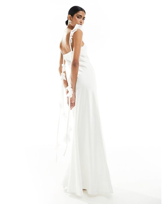 EVER NEW White Bridal Trailing Rose Maxi Dress