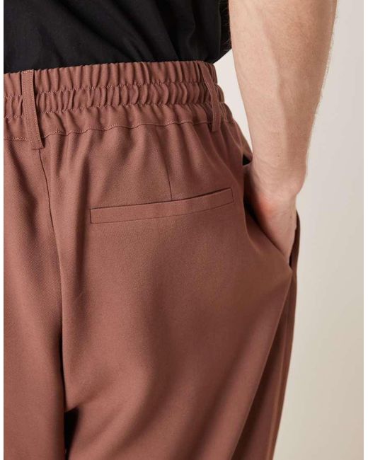 ASOS Losvallende Nette Broek Met Brede Elastische Tailleband in het Brown voor heren