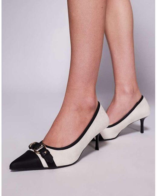 Scarpe Décolleté Color Panna Con Tacchetti A Spillo E Fibbie di Public Desire in Multicolor